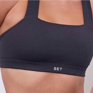SET Active straight across  Sports Bra bralette cross back olive green
